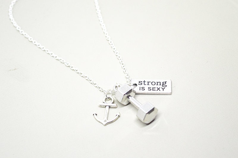Boyfriend Gifts, Boyfriend Necklace, Strong is Sexy Necklace, Anchor, Gym Gifts for Him, Boyfriend Gift, Fitness, Gym Buddy, Trainer