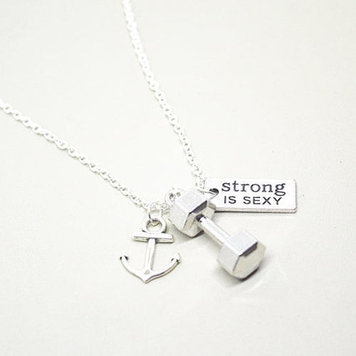 Boyfriend Gifts, Boyfriend Necklace, Strong is Sexy Necklace, Anchor, Gym Gifts for Him, Boyfriend Gift, Fitness, Gym Buddy, Trainer