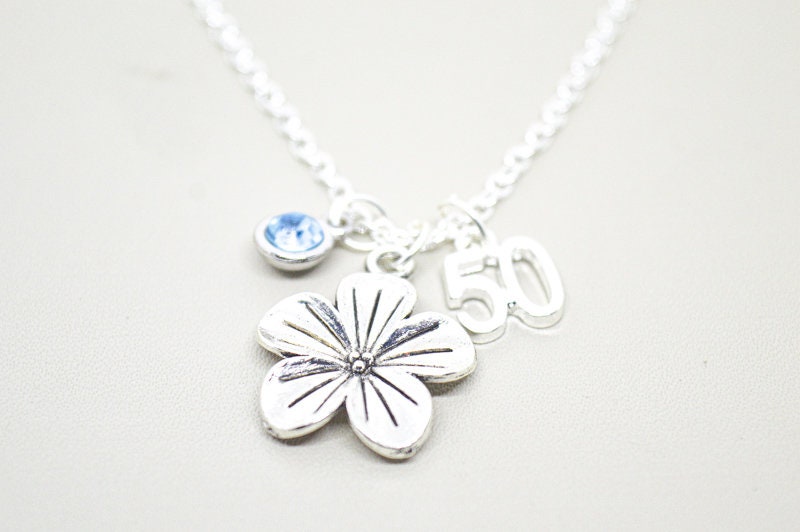 50th birthday necklace, 50th Birthday gift, 50th Jewelry, Birthday Charm necklace, 50th birthday, 50th Gift, Sister, Mother, Aunt, Friend