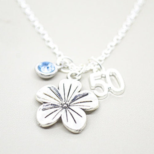 50th birthday necklace, 50th Birthday gift, 50th Jewelry, Birthday Charm necklace, 50th birthday, 50th Gift, Sister, Mother, Aunt, Friend