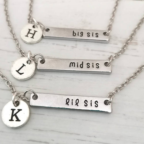 Big Sister, Little Sister, Middle Sister, Personalized gift for Sisters, Big Sis gift, Mid Sis, Lil Sis gift, Sister Necklaces, 3 sisters