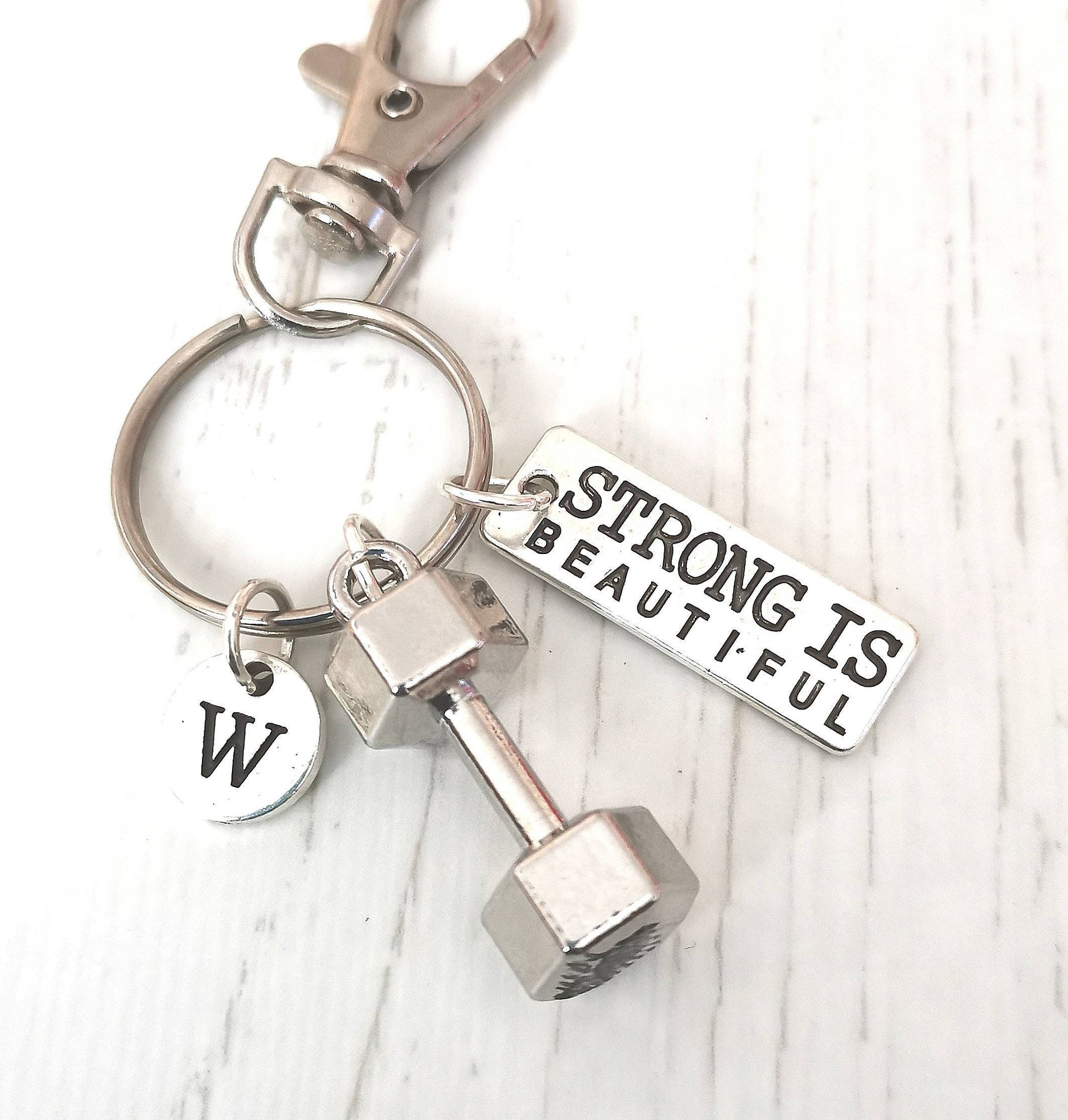 Gym Gifts, Gym Key ring, Girlfriend gift, gift for her, Strong is beautiful, Dumbbell Key Ring, Bodybuilding Gifts, Gym Keyring, fitness