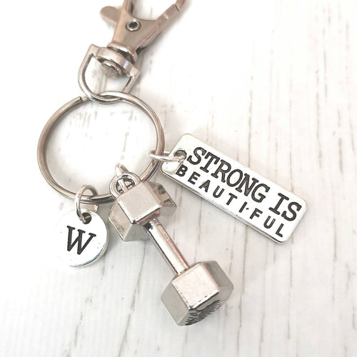 Gym Gifts, Gym Key ring, Girlfriend gift, gift for her, Strong is beautiful, Dumbbell Key Ring, Bodybuilding Gifts, Gym Keyring, fitness