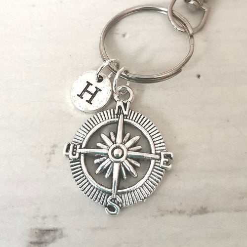 Compass Keychain, Compass gift for him, Mens compass gift, Compass keyring, Long distance relationship, Boyfriend long distance,Compass gift