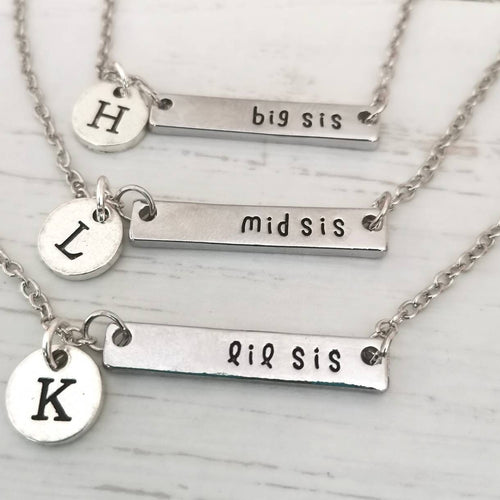 Big Sister gift , Little Sister, Middle Sister, Personalized gift for Sisters, Big Sis gift, Mid Sis, Lil Sis , Sister Necklaces, 3 sisters