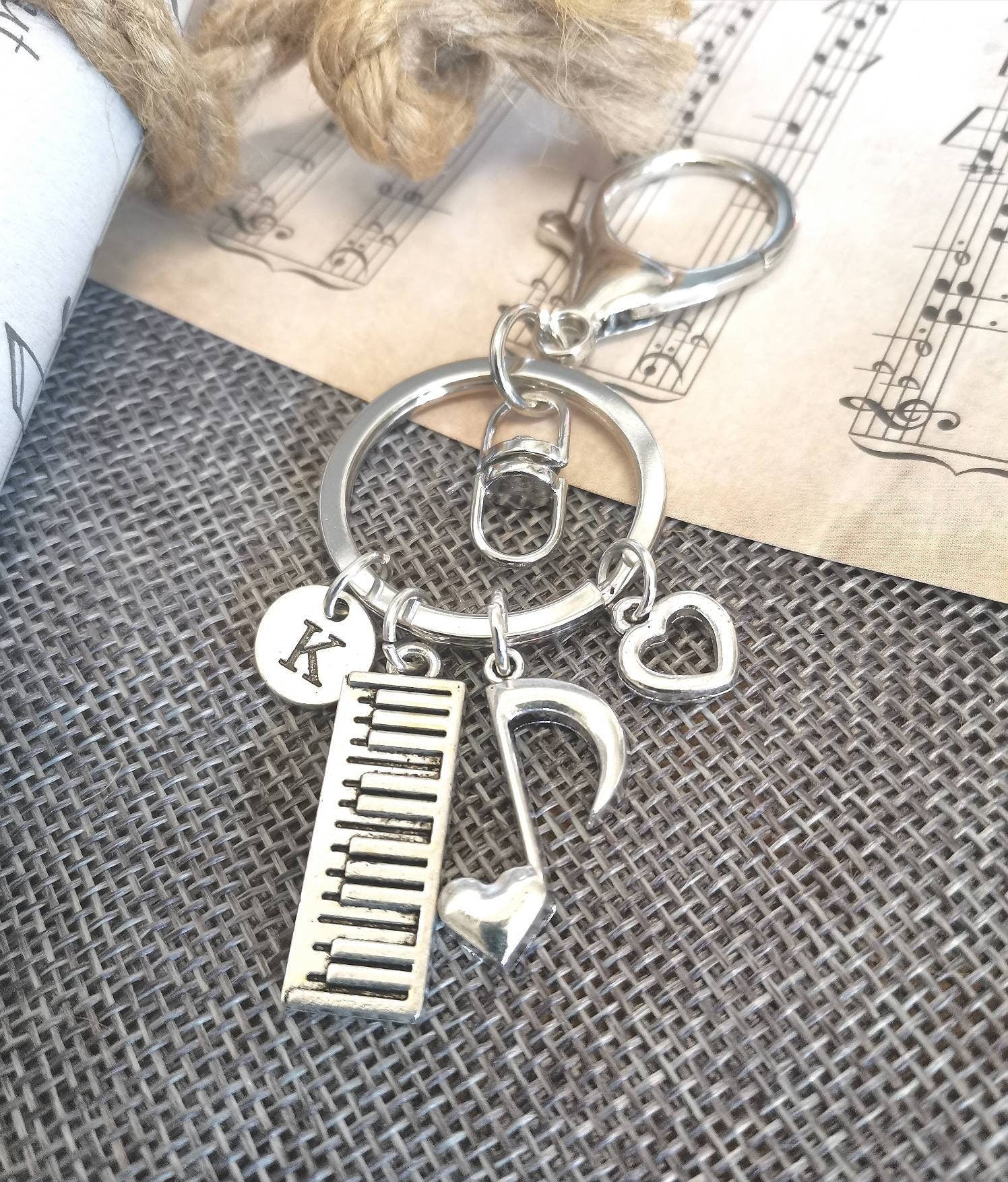 Music teacher gift, Music teacher Keychain, Music Teacher Keyring, Piano Keychain, Piano Keyring, Piano students,Musical, Pianist, Music