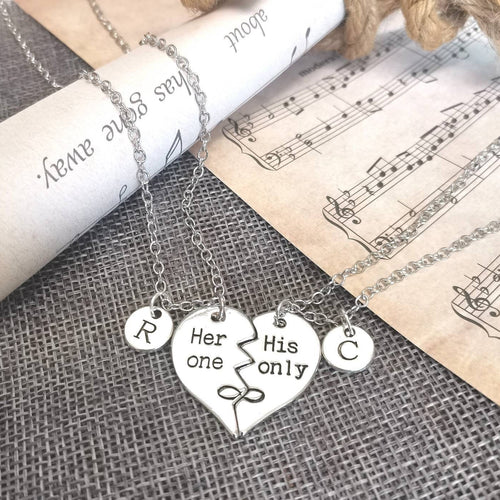 His and her necklace, Couples necklace set, his hers necklaces, couple pendant, Broken Heart necklace ,boyfriend girlfriend gift, heart set