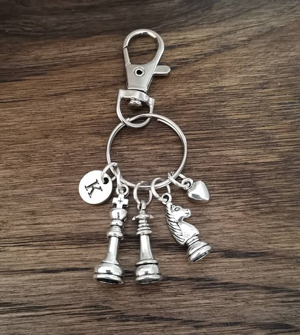 Chess Keychain, Chess Keyring, Chess Piece Gift, Knight Keychain, Chess Knight, King Queen,Nerdy Gift, Geek Gift,Chess Set,Chess Player Gift