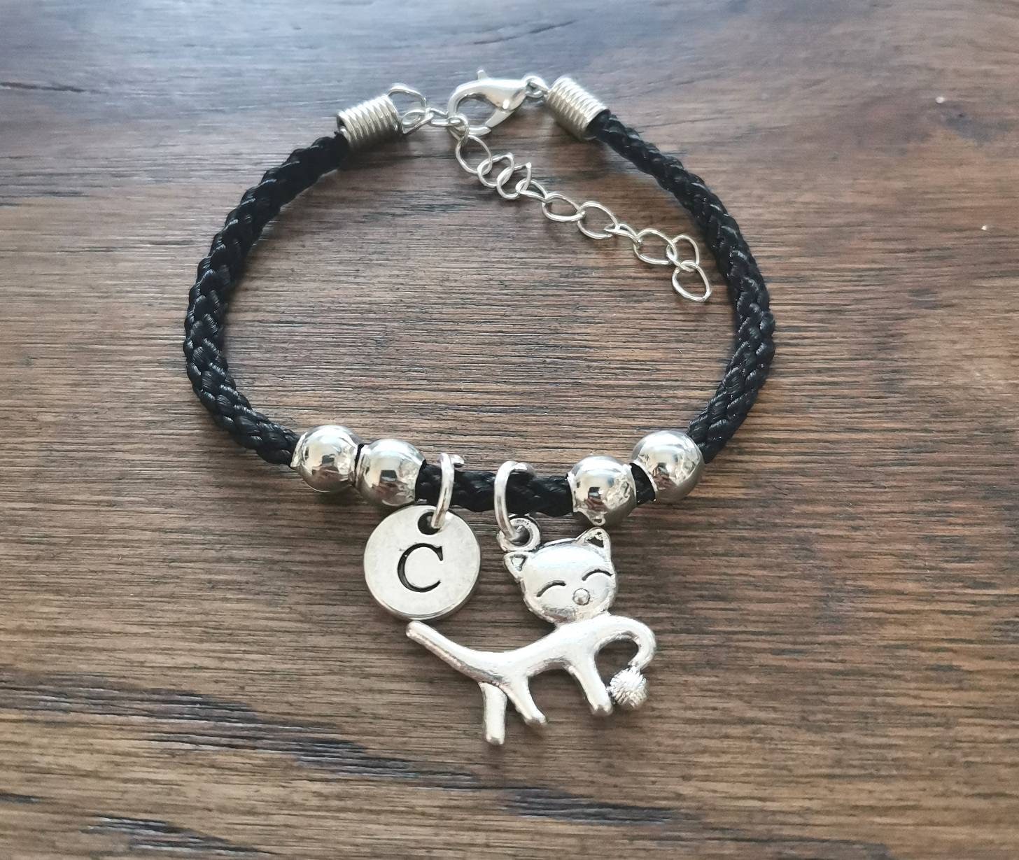 Cat Bracelet, Cat Bracelet Gift, Cat Gift, Kitten Bracelet, Kitten Gift, Cat Black Bracelet, Cat Jewelry, Cat gift for her, Cat Lover Gift,