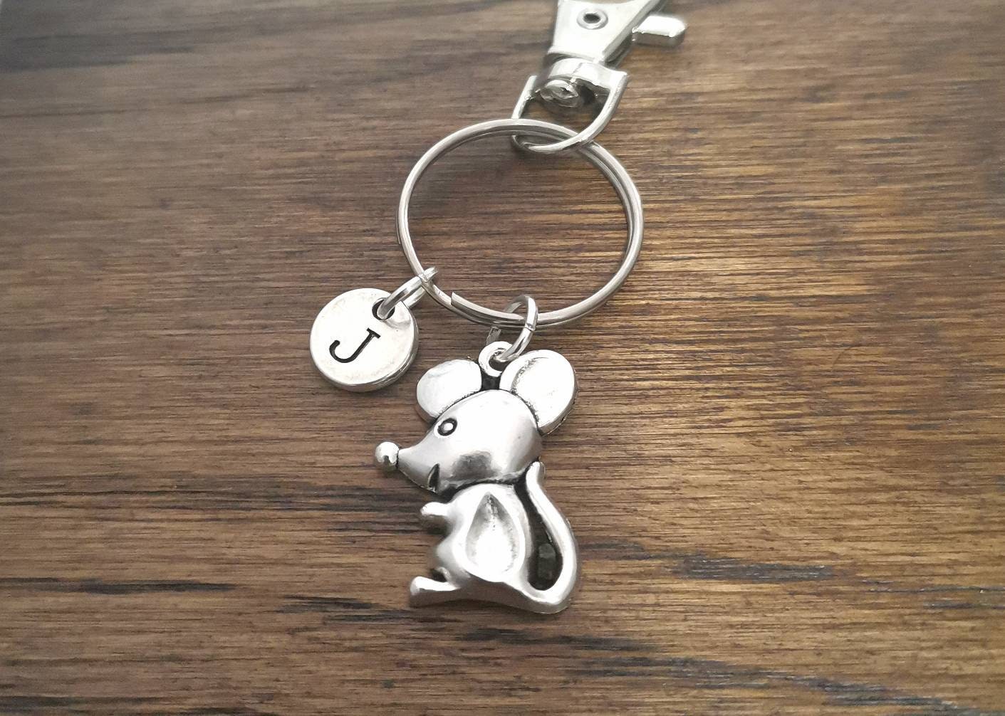 Mouse Keychain, Mouse Key ring, Mouse  gift, Rat Gift, Rat Keyring, Animal Gift, Mouse Keyring, Mouse Jewelry, Mouse Charm, Mice, Initial
