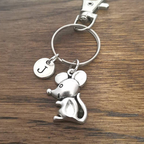 Mouse Keychain, Mouse Key ring, Mouse  gift, Rat Gift, Rat Keyring, Animal Gift, Mouse Keyring, Mouse Jewelry, Mouse Charm, Mice, Initial