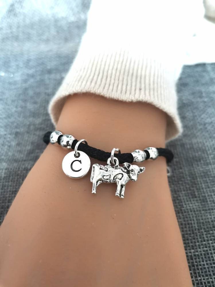 Cow Bracelet, Cow charm gift, Cow lovers gift, Cow jewelry, Dairy Farmer gift, Farmer wife gift, Taurus Bracelet, Cow gift kids,Animal Lover