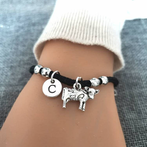 Cow Bracelet, Cow charm gift, Cow lovers gift, Cow jewelry, Dairy Farmer gift, Farmer wife gift, Taurus Bracelet, Cow gift kids,Animal Lover