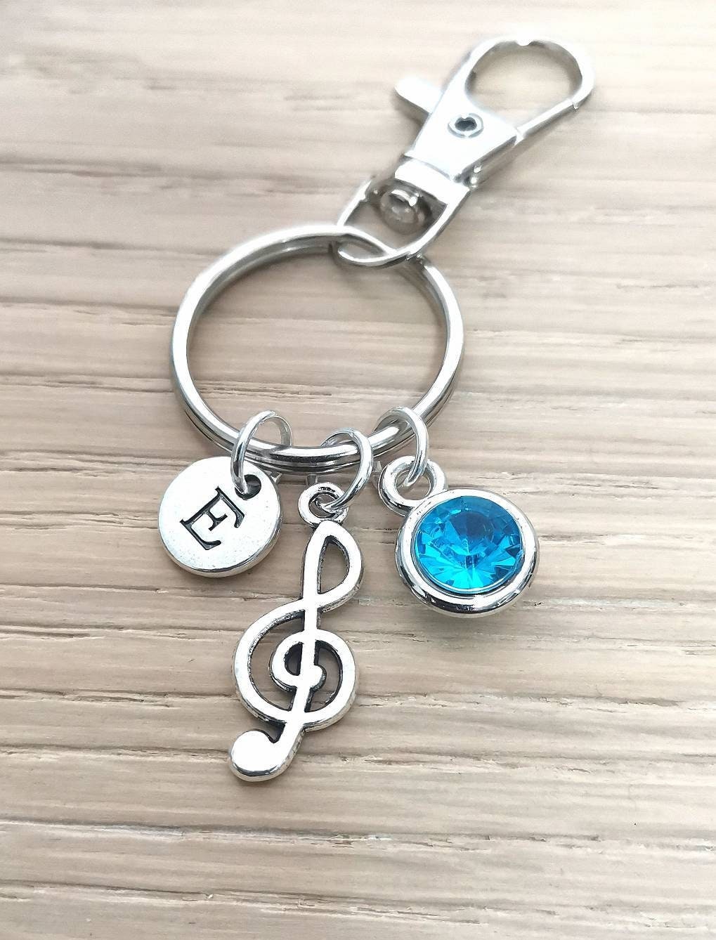 musician gift, musical note keyring, keychain for singer, personalized music note, love music, music keyring, music note charm, charm key