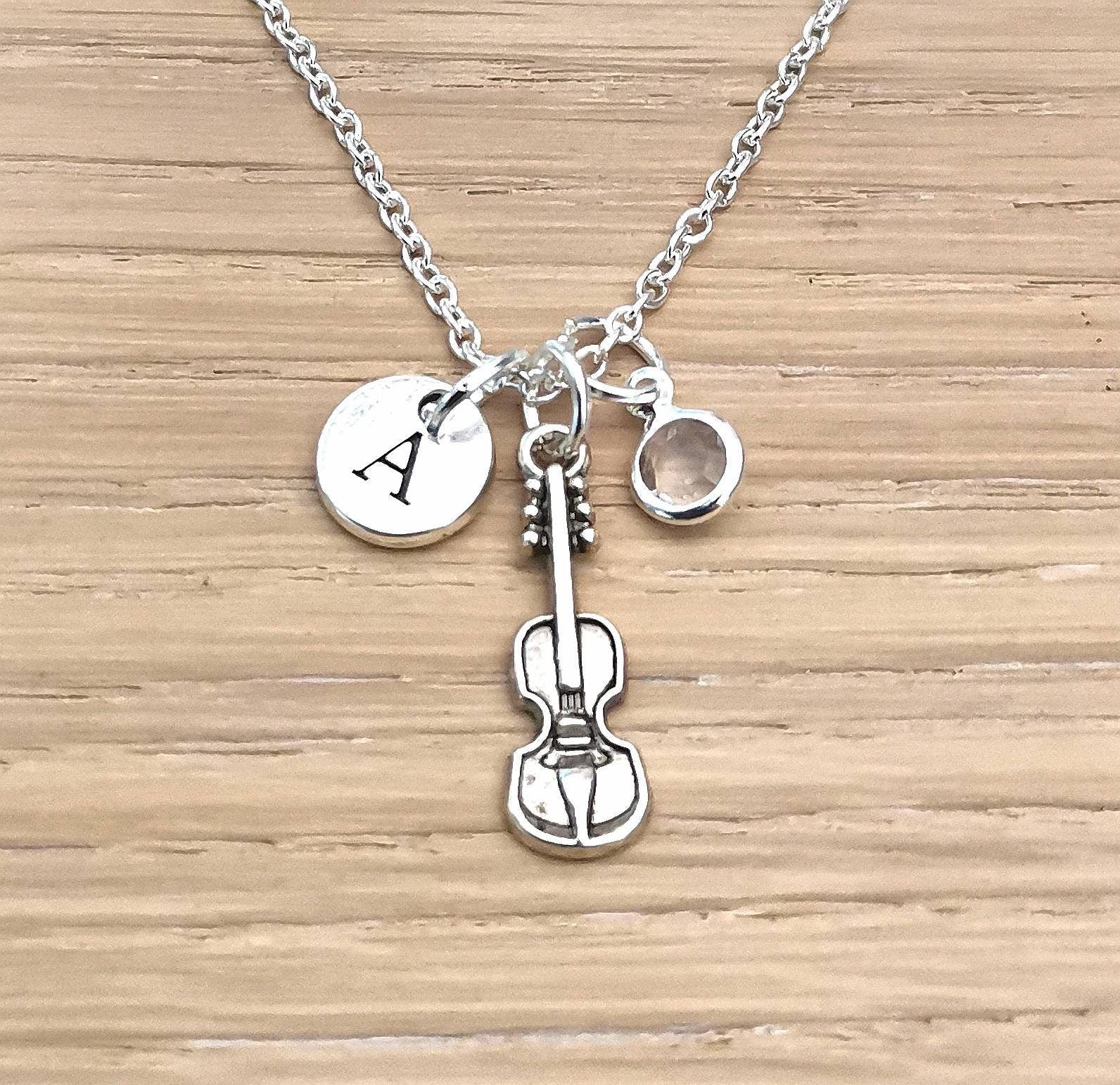 Violin Necklace, Violin Gift, Violin Jewelry, Gift for Violinist, Violinist Birthday gift, Silver Necklace, Violin Player, Personalized gift