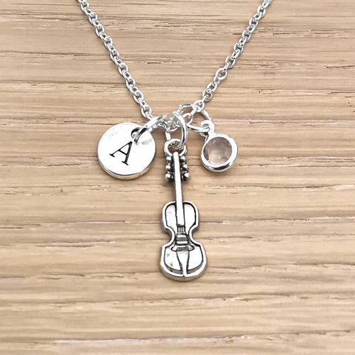 Violin Necklace, Violin Gift, Violin Jewelry, Gift for Violinist, Violinist Birthday gift, Silver Necklace, Violin Player, Personalized gift