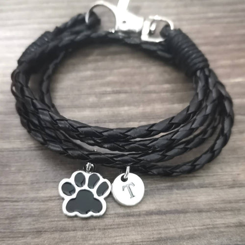 Paw Bracelet, Personalized Dog Gift, Paw Charm Gift, Dog Lover, Gift Men, Dog Jewelry, Pet, Paw Print, Dog Loss, Pet loss, Animal Paw, Black