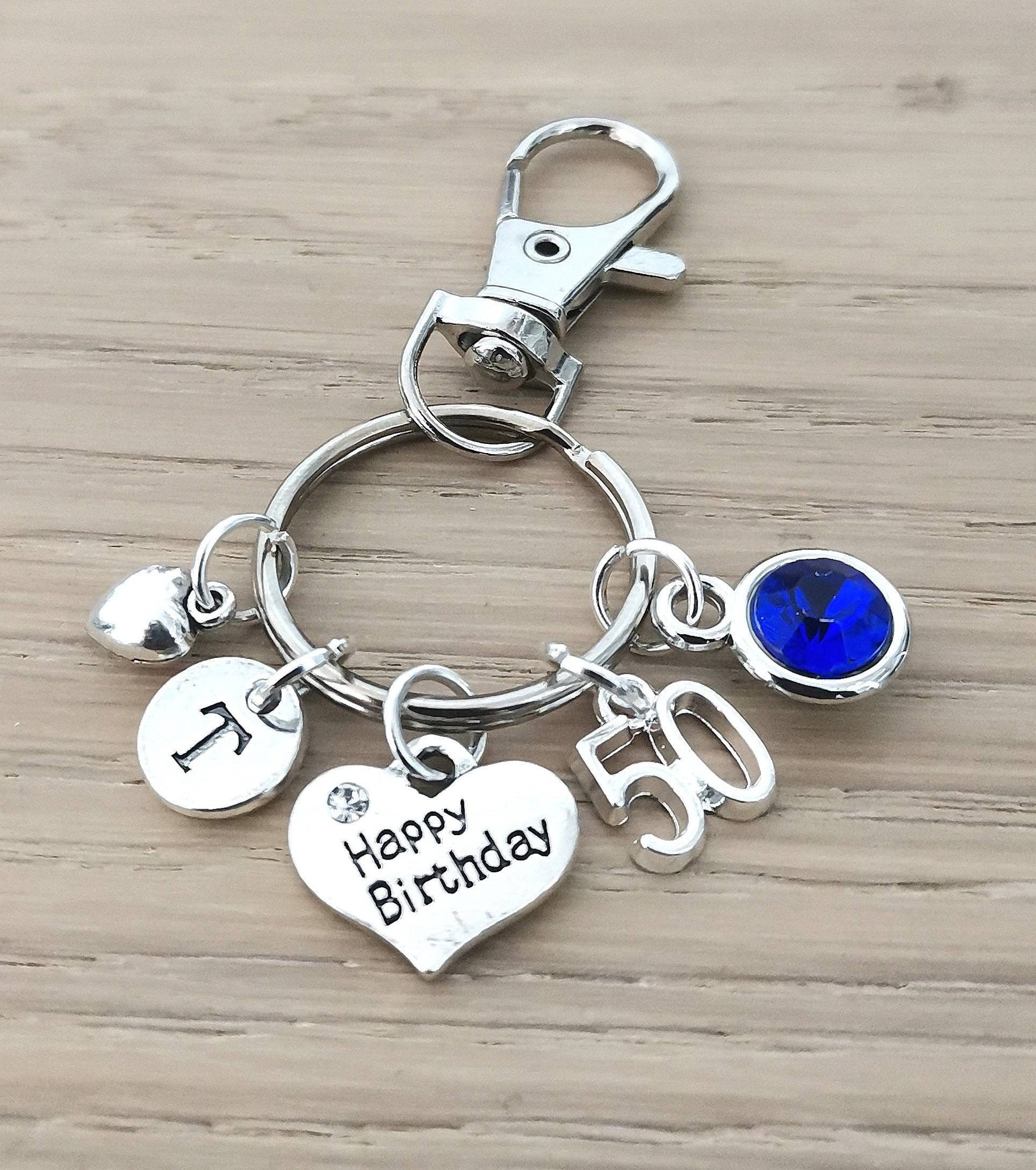 Personalized 50th Birthday Gift, 50th Birthday gift personalized, 50 Birthday gift women, 50 Birthday friend gift, Big 50, Keychain