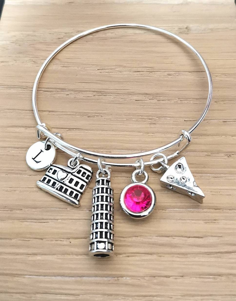 Italy Bracelet, Italy gifts , Italy jewelry, Italy Keyring, Gift for Italian, Italian gifts, Cheese, Rome, Colosseum, Tower of Pisa, Roman