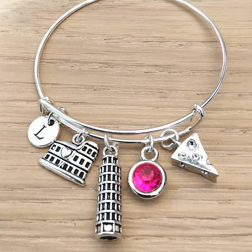 Italy Bracelet, Italy gifts , Italy jewelry, Italy Keyring, Gift for Italian, Italian gifts, Cheese, Rome, Colosseum, Tower of Pisa, Roman