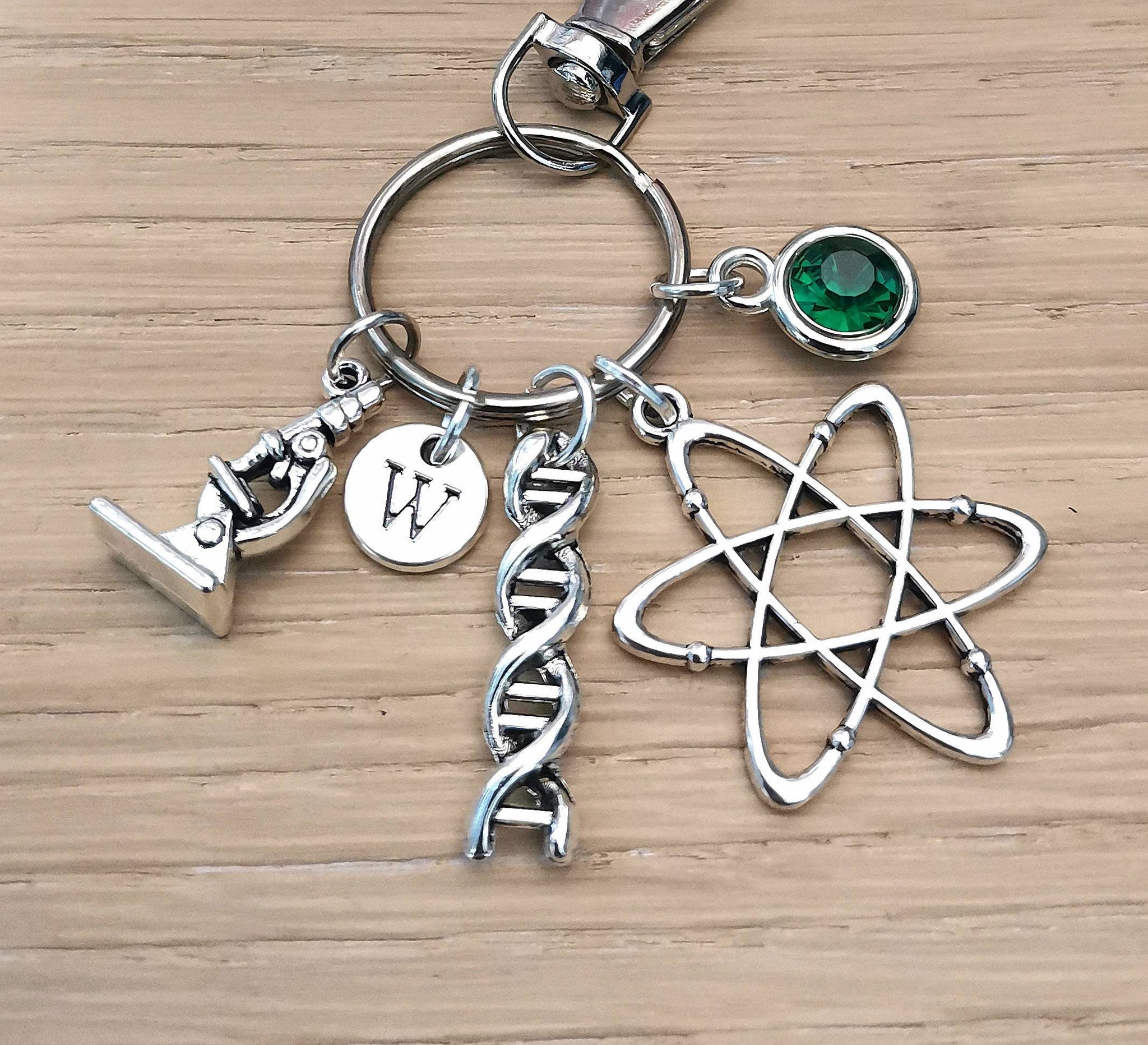 Science geek gift, science gift, science keychain, science keyring, science keychain, gift for geek, Atom, DNA, Chemist, Chemistry, Physics