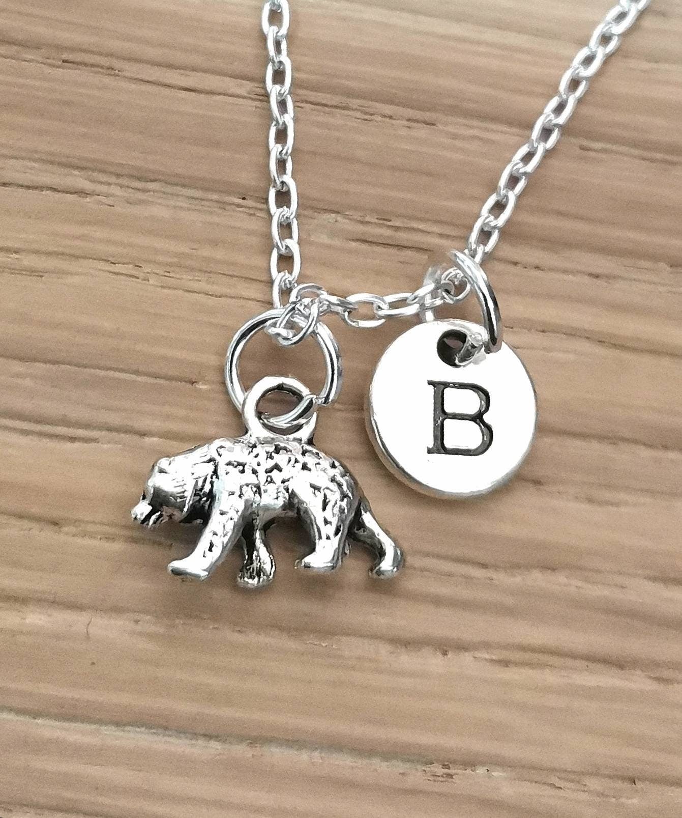 Bear Necklace, Bear Jewelry, Bear Charm, Bear Lover, Bear Keepsake, Bear Gift for her, Bear Birthday, Best Friend, Silver Bear, Grizzly Bear