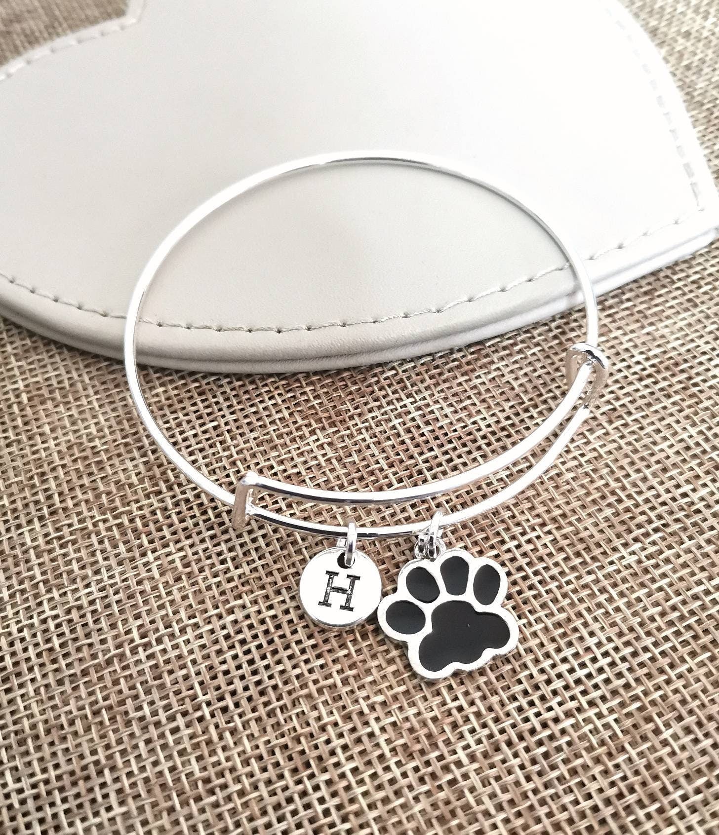 Paw Bracelet, Paw Print Bracelet, Pet Loss Gifts, Dog Charm Bracelet, Dog Loss Gift, Paw Print Bangle, Paw Print Jewelry, Cat, Animal, Cute