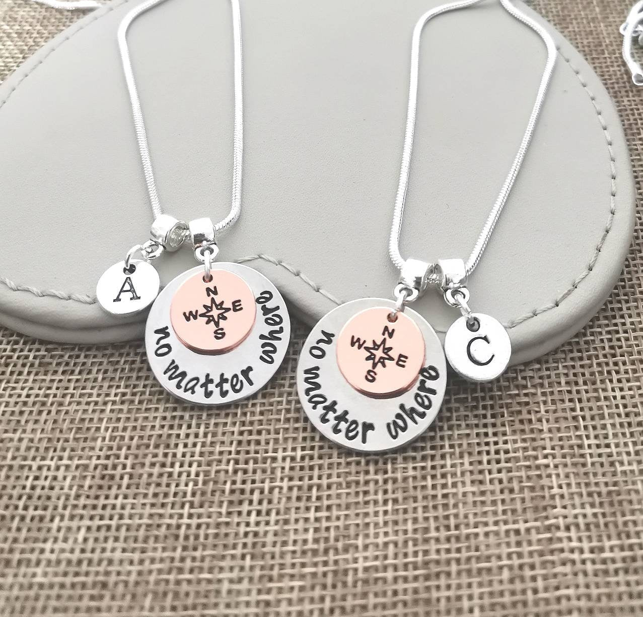 Best friend necklace, Long distance friendship for 2, no matter where set, friendship necklace set , friends gift set, set of 2 3 4 5 6 7 8