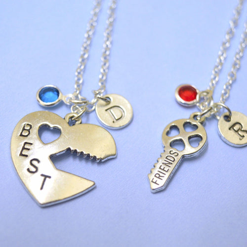 Lock and Key Necklaces, Graduation Friendship Necklace, heart key set, Lock and Key, Partners in crime, initials jewelry, heart Necklace