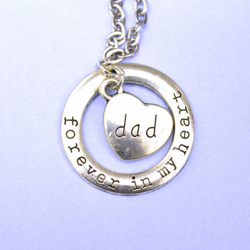 Forever in my heart  dad father mother mom grandma grandpa necklace , remembrance jewelry, memorial gift, long distance, mother daughter son